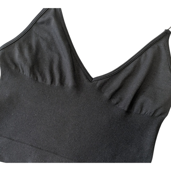 Free People Intimately Skinny Strap Brami Crop Top Black V Neck Size XS Small - Picture 4 of 4